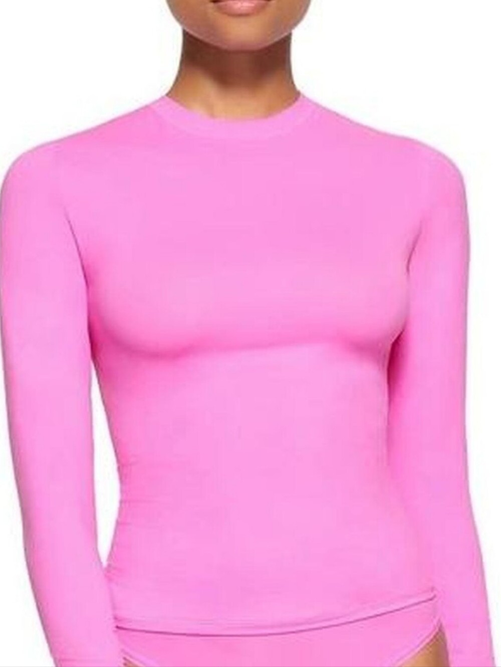 SKIMS Long Sleeve Crew Neck Top - Bright Pink - Picture 5 of 5